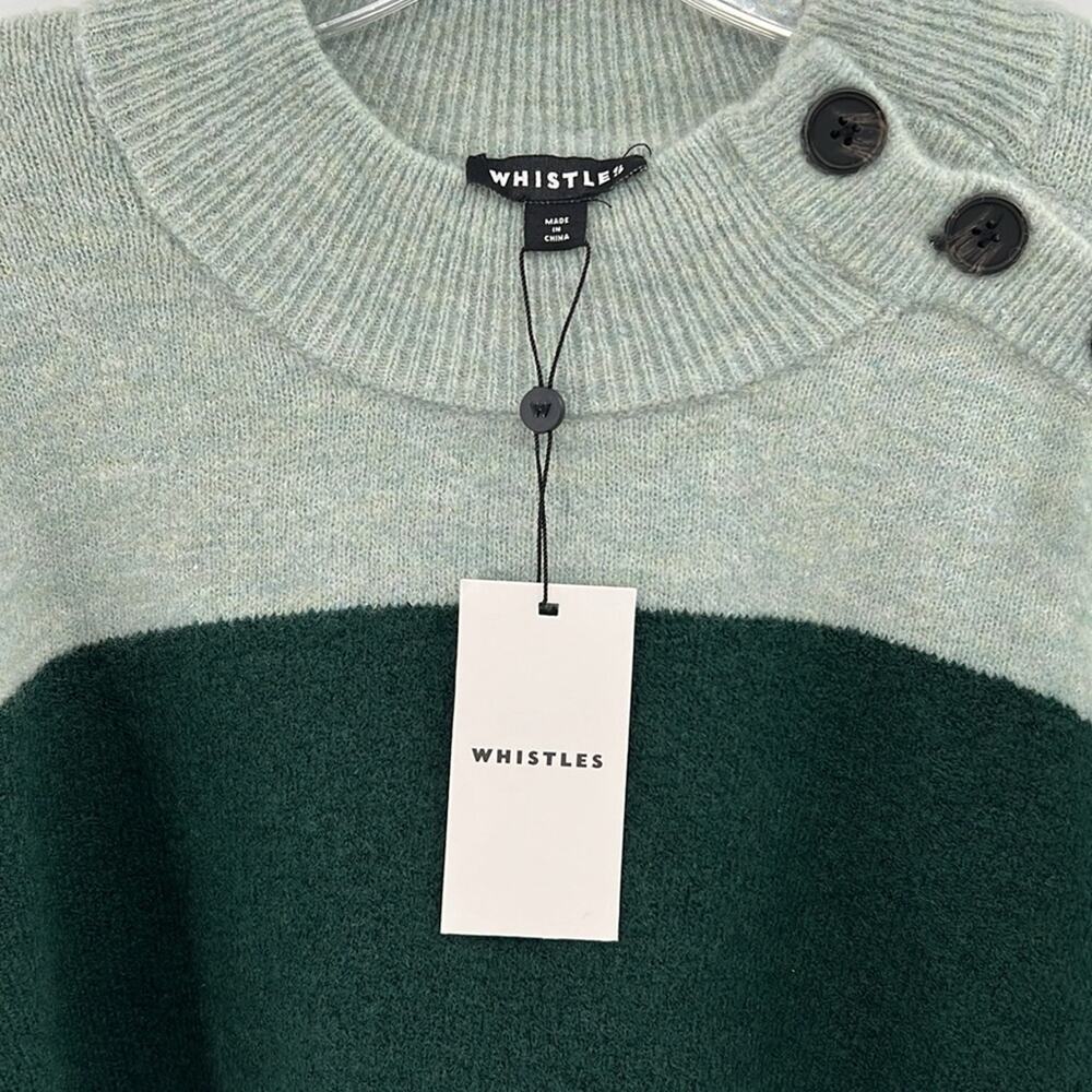 Whistles Stripe Button Neck Jumper Sweater - Green - XL - New with tags - Picture 4 of 9